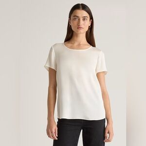 Quince Cream Women's Blouse - Washable Stretch Silk Tee